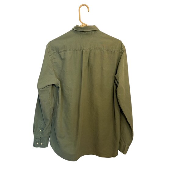 H&M L.O.G.G. Mens Olive Green Button-Up Shirt Regular Fit 100% Cotton Size Mediu - Picture 2 of 7